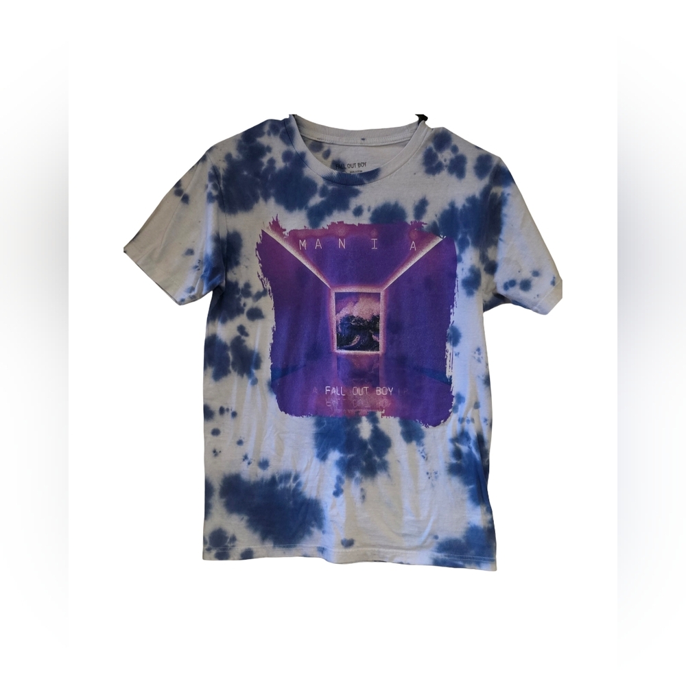 Fall Out Boy Mania purple and blue tie-dye T-shirt